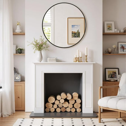 Round Wall Mirror 20 Inch Black Vanity Mirror - Image 6