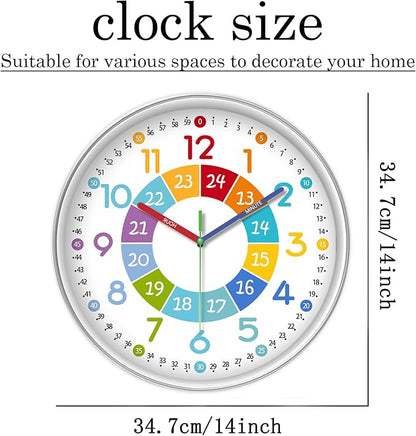 XFM Learning Clock for Kids Silent Non Ticking Battery Operated Colorful - Image 7
