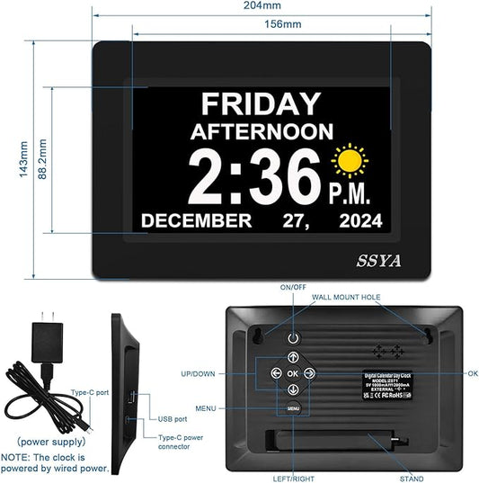 SSYA 7 Inch Calendar Clock - Image 2