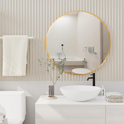 HARRITPURE Round Mirror 19.6" Gold Wall Mounted Circle Mirror by HARRITPUREHome