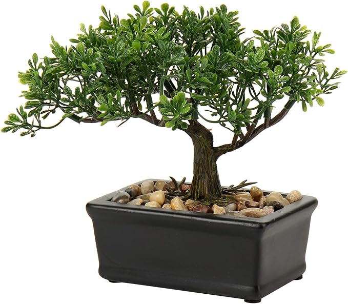 Artificial Bonsai Tree Juniper Faux Plants Indoor Small Fake Plants Decor with Ceramic Pots for Home Table Office Desk Bathroom Shelf Bedroom Living Room Farmhouse Decorations