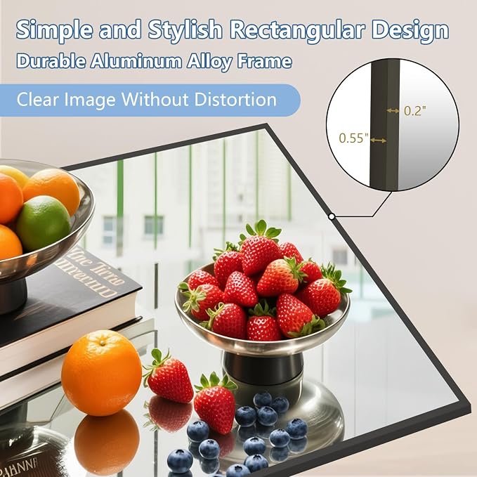 Oversized Standing Mirror Full Length, Hanging or Wall Mounted, Tempered Glass - Image 4