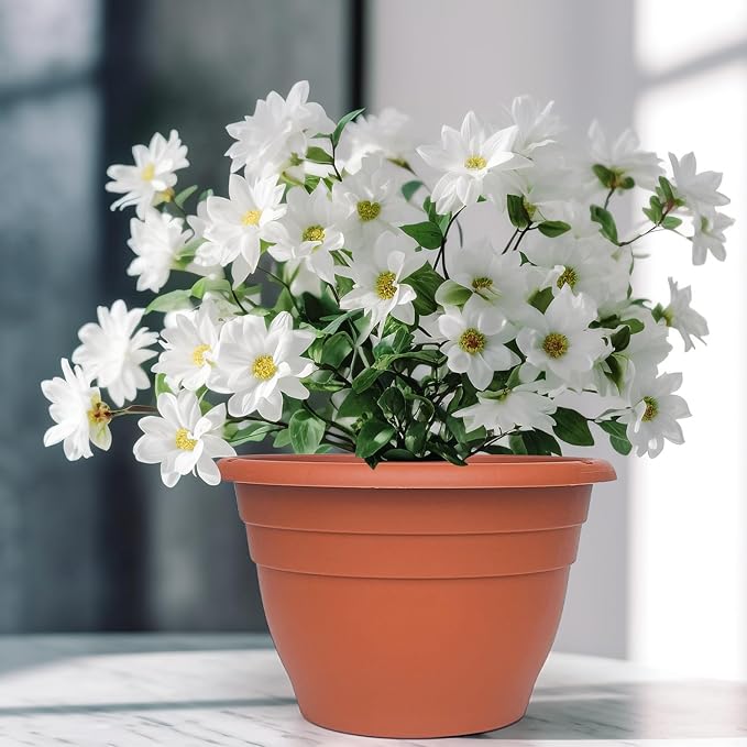 5 Packs Plant Pots, 10 Inch Planters Perfect for Indoor Outdoor Plants, Round Thickened Flower Pots with Drainage Hole, Plastic Garden Plant Planters(Pottery Red)