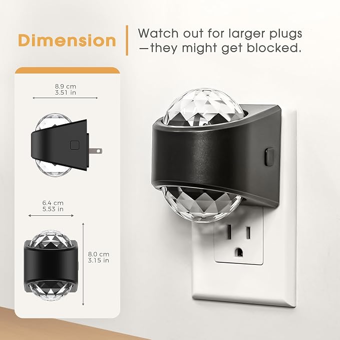 Night Light Plug into Wall, Color Changing Night Light, 3CCT Diamond Design - Image 5