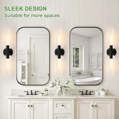 Indoi Matte Black Wall Sconces, Hardwired Bathroom Sconces Wall Lighting - Image 7