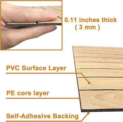 Yutianli PVC Slat Wall Panel Peel and Stick 236"x 15.7" Faux Wood Slat Panel - Image 7
