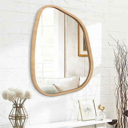 Irregular Bathroom Mirror Modern Wall Mirror Asymmetrical Wooden Framed Wall - Image 2