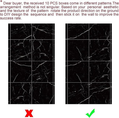 Chejiaye 10pcs Marble Peel and Stick Backsplash Waterproof Washroom Wall Panels - Image 8