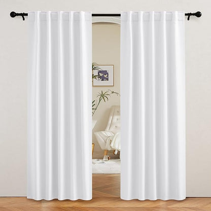 RYB HOME White Curtains 80 inches Long, Thermal Insulating Large Window Curtains by RYBHOME