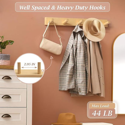 Coat Rack Wall Mount, Wooden Coat Hanger - Image 4