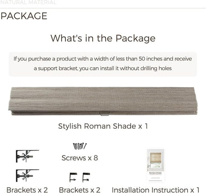 TWOPAGES Natural Woven No Drill Roman Shades, Custom Cordless Blackout Bamboo - Image 6