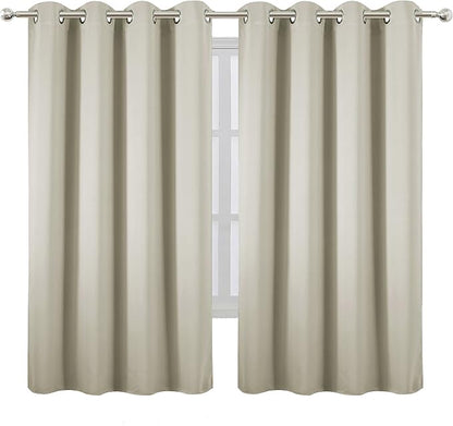 LEMOMO Light Beige Blackout Curtains 66 x 63 Inch Length/Set of 2 Curtain - Image 2
