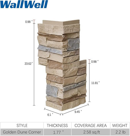 1.77 Inch Deep 3D Faux Stone Corner Panels Matching 2 Piece Set - Image 6