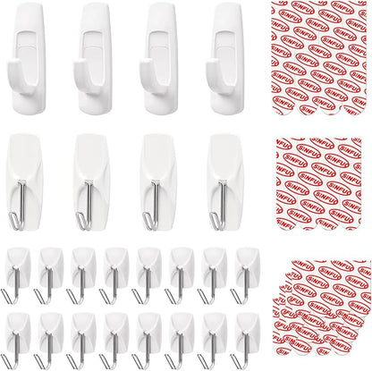 Sinfuo 24 Hooks for Hanging Variety Pack, Adhesive Wall Hooks Heavy Duty by Sinfuo