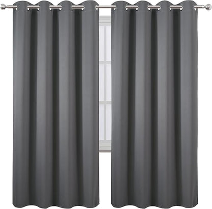 LEMOMO Grey Blackout Curtains/52 x 72 Inch/Set of 2 Panels Thermal Insulated - Image 2