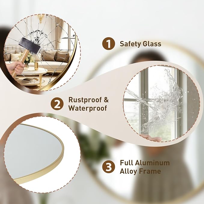 NEWBULIG 28 Inch Round Wall Mirror, Bathroom Mirror - Image 4