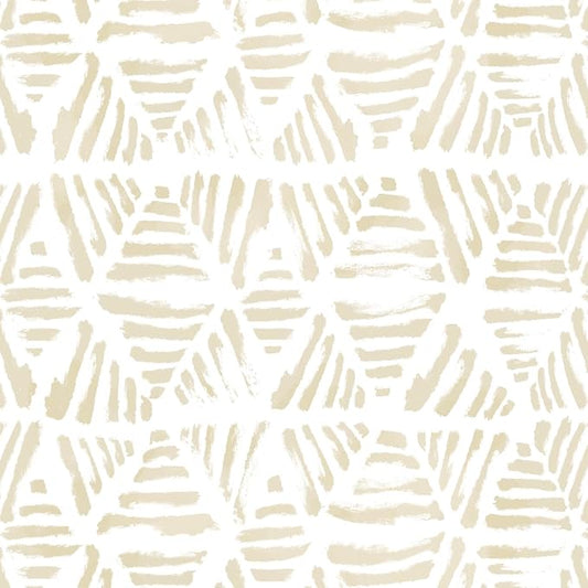 Peel and Stick Wallpaper Boho Wallpaper 17.3" x 393" Geometric Beige and White by Fiula