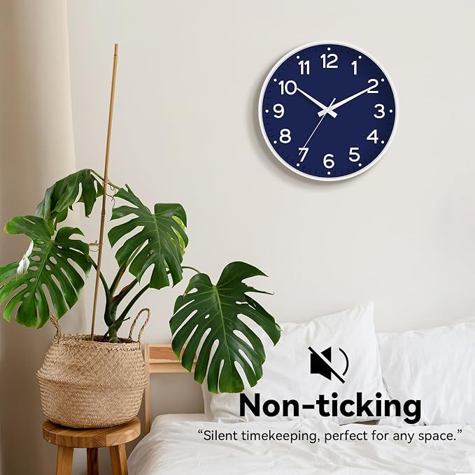 Roymnie Wall Clock, 10 Inch Silent Wall Clocks Battery Operated-Modern Non - Image 4