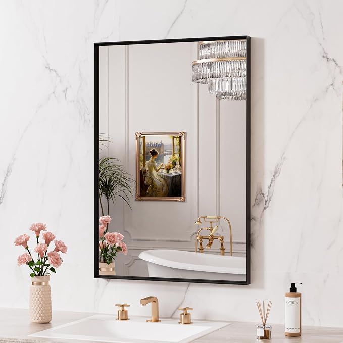 LOAAO Black Bathroom Mirror 24"X36" - Image 3