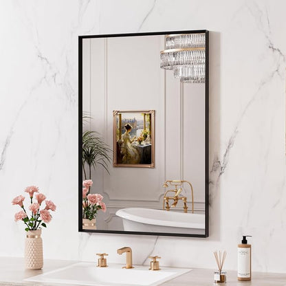 LOAAO Black Bathroom Mirror 28"X32" - Image 3