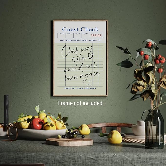 Trendy Kitchen Wall Art Guest Check Prints Chef Was Cute Would Eat Here Again - Image 6