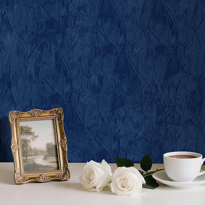 Blue Velvet Fabric Wallpaper Peel and Stick Felt Contact Paper 17.7"x80" - Image 6