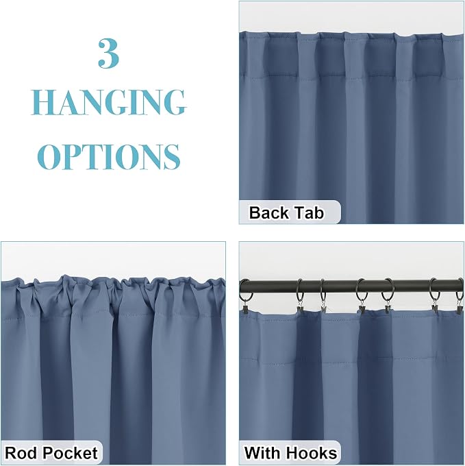 RYB HOME Small Window Curtains Blackout, Privacy Thermal Insulating Drapes - Image 2
