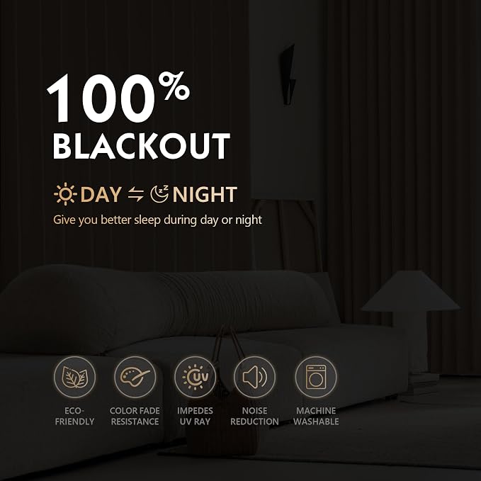 FMFUNCTEX 100% Brown Blackout Curtains - Image 3