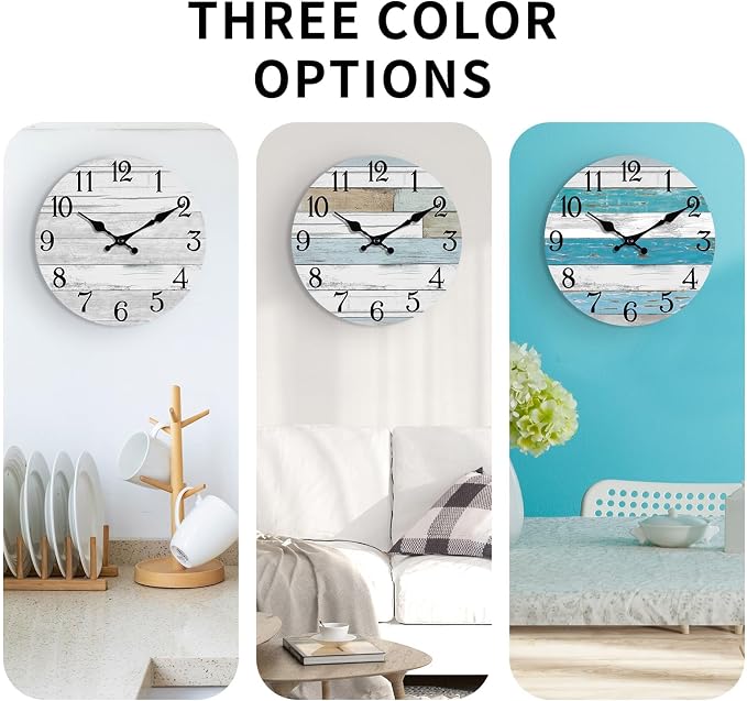 KECYET Wall Clock Battery Operated 10 Inch Silent Non Ticking Coastal Design - Image 4