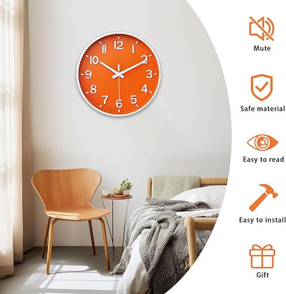 HZDHCLH Wall Clocks Battery Operated, Wall Clock Orange, 10 inch Wall Clock - Image 4