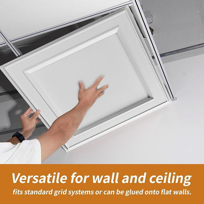WOWSTAR 24-Pack 24"x24" PVC Drop Ceiling Tiles, Waterproof Glue up Ceiling - Image 6