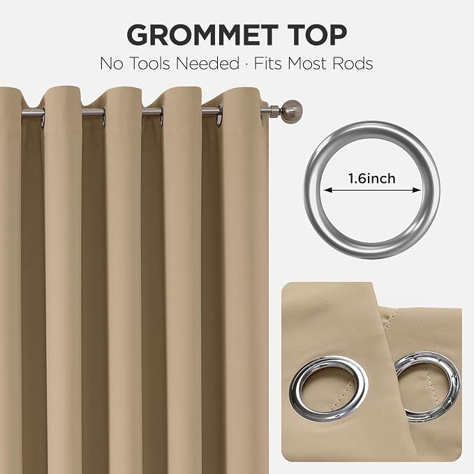 Joydeco Blackout Patio Sliding Door Curtains 84 Inches Long, Grommet Privacy - Image 9