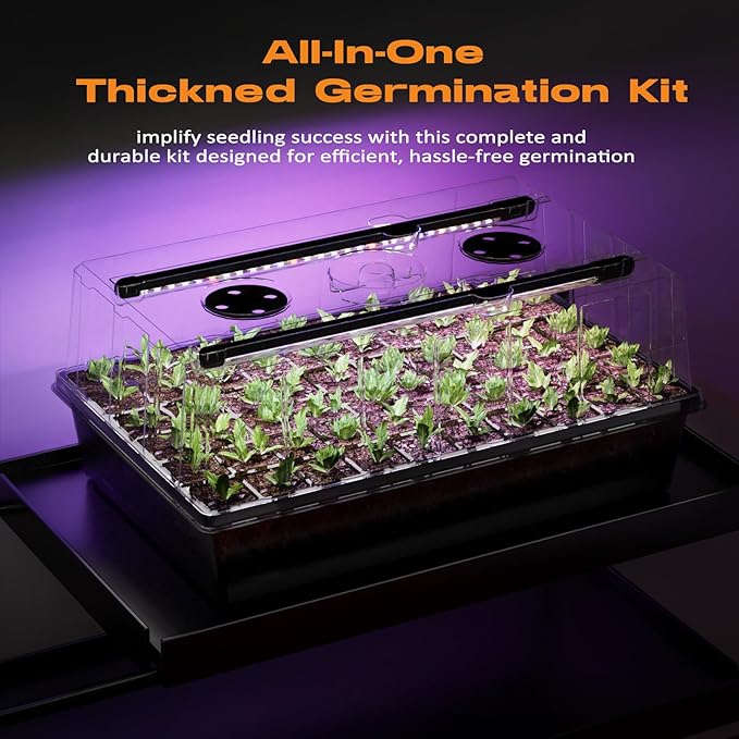 120-Cell Self-Watering Seed Starter Tray with Grow Light, Seed Starter Kit with 4.07” Humidity Dome, Indoor Seedling Starter Tray, Seed Starting Tray for Plant Germination, Seeds Growing