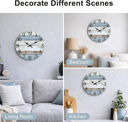 JoFomp 10 Inch Wooden Wall Clocks Battery Operated, Silent Wall Clock Non - Image 4
