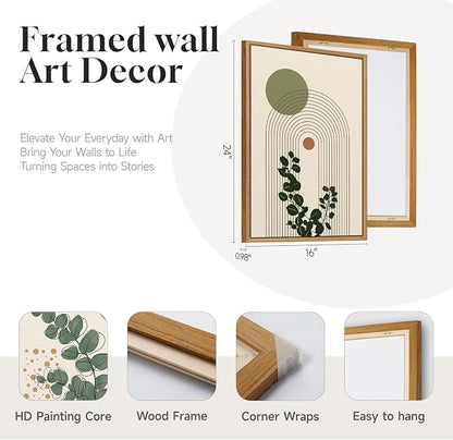 3 Piece Framed Abstract Boho Wall Art - Image 4