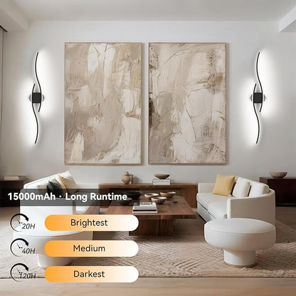 hunhun Battery Operated Wall Sconces Set of Two, Wireless Wall Sconce - Image 3