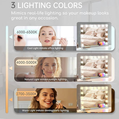 Hollywood Vanity Mirror with Lights, 3 Color Lights, 10x Magnification - Image 2
