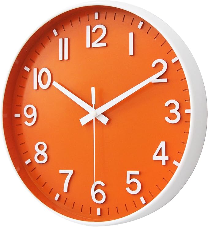 HZDHCLH Wall Clocks Battery Operated, Wall Clock Orange, 14 inch Wall Clock - Image 2