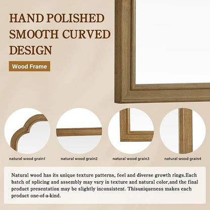 WallBeyond Wood Frame Wall Mirror Rounded Corner Arch Rectangle Mirror - Image 7