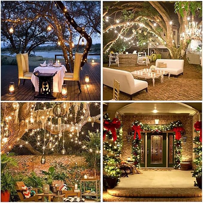 2 Pack Solar Christmas Lights Outdoor Waterproof, Total 400led 144ft Each 8 Modes Solar String Lights Solar Fairy Lights Decoration for Garden Yard Patio House Christmas Tree Xmas(Warm White)