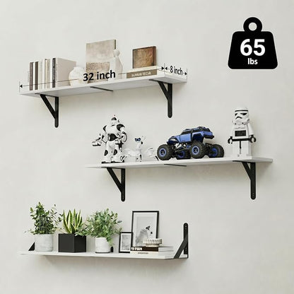 WOPITUES Floating Shelves for Wall 32″W x 8″D, Long Wall Mounted Shelves Set of - Image 3