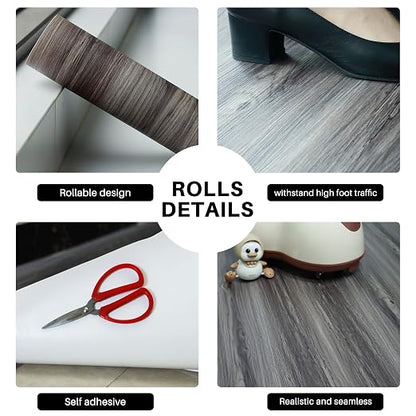 Wood Grain Peel and Stick Floor Tiles – 11.8” Width, Full Roll Length of 394" – - Image 3