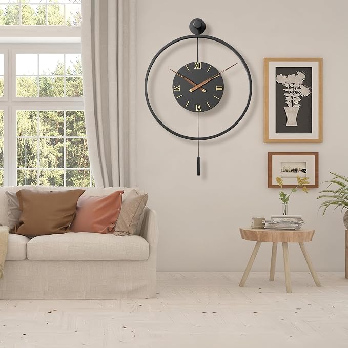 34.6×24 Inch Large Modern Decorative Oversized Pendulum Wall Clocks - Image 5