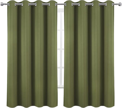 LEMOMO Olive Green Blackout Curtains 52 x 63 Inch Length/Set of 2 Curtain - Image 2