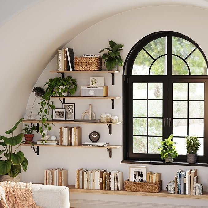 DINZI LVJ Long Wall Shelves, 31.5 Inch Wall Mounted Shelves Set of 2, - Image 7