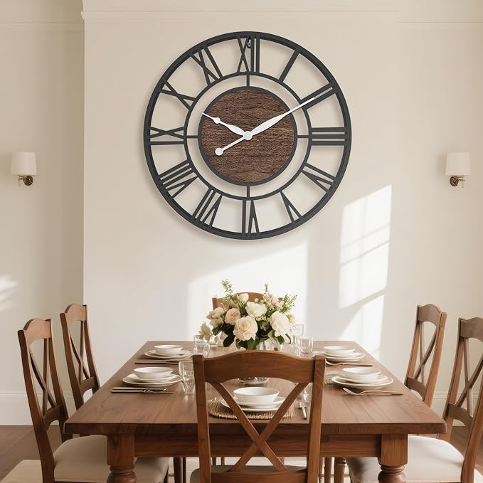 Pytha Sight 24 Inch Large Oversized Farmhouse Modern Decorative Wall Clock - Image 7