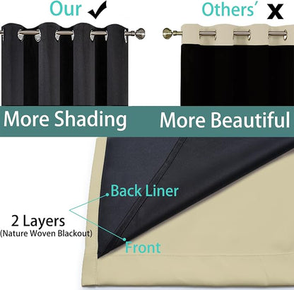 Yakamok 100% Blackout Lined Panels, Thermal Insulated Blackout Curtains - Image 5