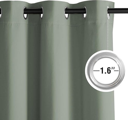 NICETOWN Room Darkening Draperies Curtains Panels, 2 Panels Sage Green W52 x - Image 4