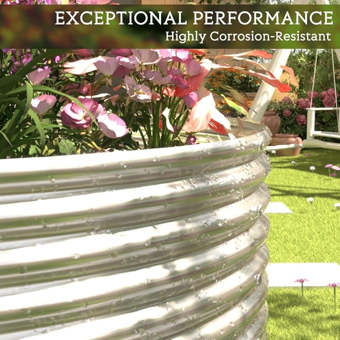 Tall Galvanized Raised Garden Bed Outdoor,Metal Garden Bed for Vegetables,Steel Raised Beds for Gardening,Above Ground Garden Box for Flower-44x22 inch