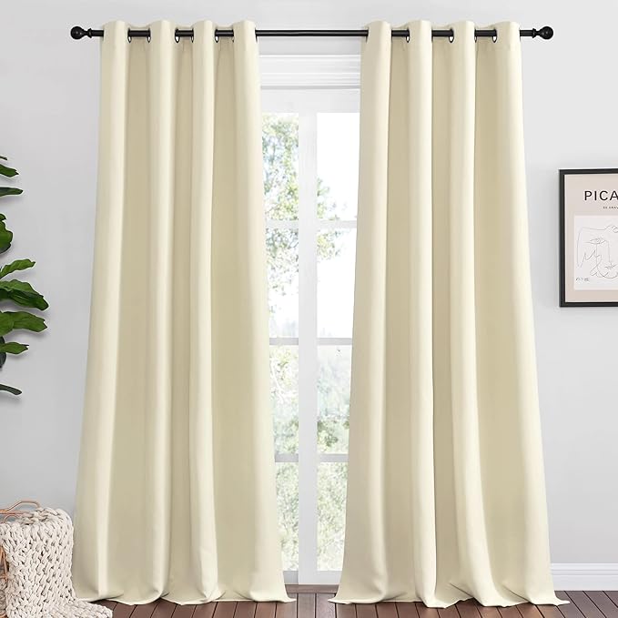 NICETOWN Beige Room Darkening Curtains 96" Long by NICETOWN